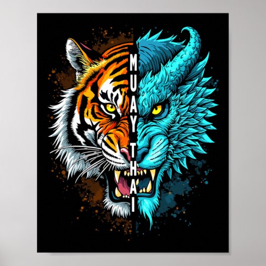 Muay Thai Tiger Dragon Fusion Art Poster (Voorkant)