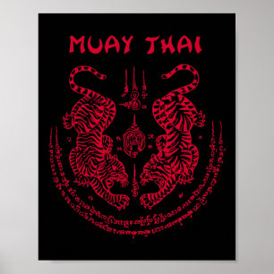 Muay Thai Tijger Sak Yant Spiritueel Kickboksen Th Poster