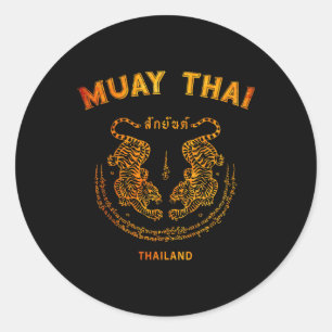 Muay Thai Tijger Sak Yant Tattoo Kickboksen Thaila Ronde Sticker