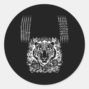 Muay Thai Tijger Tattoo Kickboksen Aziatische Cult Ronde Sticker
