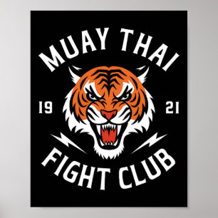 Muay Thai Tijger Vecht Kickboksen Vechters Thaibox Poster