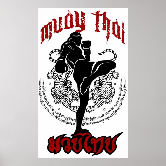 muay thai trap thailand martial art sport logo bad poster (Voorkant)