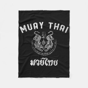 Muay Thai Twin Tiger Kickboksen Mma Cadeau - Wit Fleece Deken