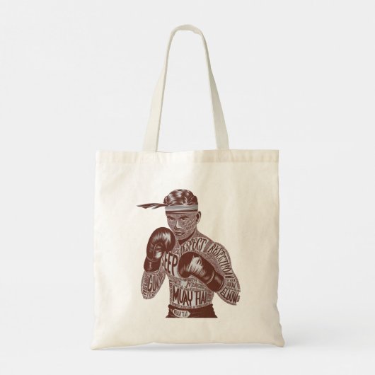 Muay Thai  typografie Fighter canvas tas (Achterkant)