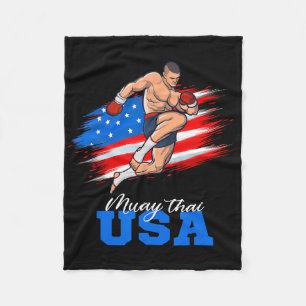 Muay Thai Usa Support Team Amerikaanse Vlag Kickbo Fleece Deken