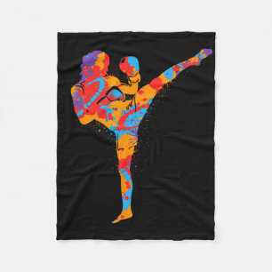 Muay Thai Vechtkunst Kleurrijke Kickboxer Meisjes Fleece Deken