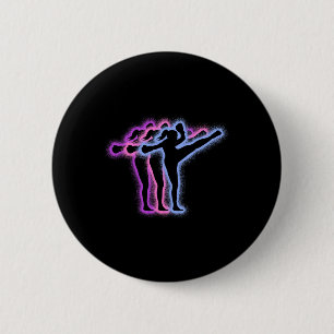 Muay Thai Vechtkunst Silhouetten Meisjes Kickbokse Ronde Button 5,7 Cm