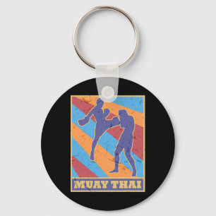 Muay Thai Vintage Retro Kleuren Kickboksen Mma Bok Sleutelhanger