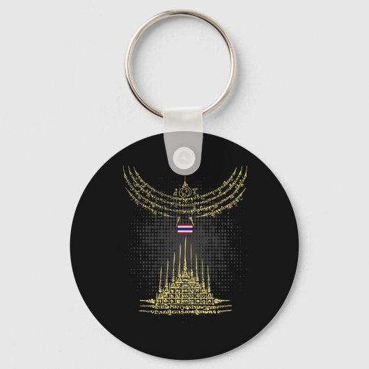 MUAY THAI Vogel -- Boeddha Tattoo Kickboksen Sleutelhanger (Voorkant)