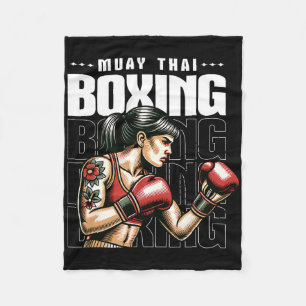 Muay Thai Vrouw Fighter MMA Vintage Martial Arts Fleece Deken