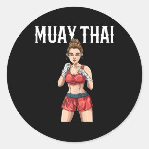Muay Thai-vrouw - Thaise Boksen En Kickboksen Ronde Sticker