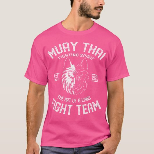 Muay Thai Wolf Fight Team Nak Muay Kickboksen T-shirt (Voorkant)