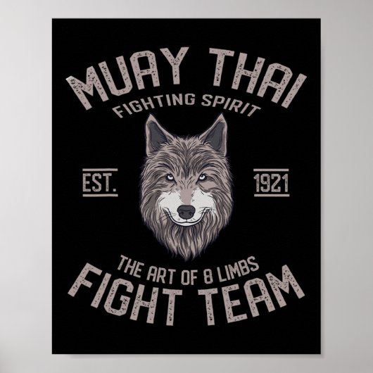 Muay Thai Wolf Thaise Boksen Kickboksen Poster (Voorkant)