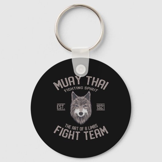 Muay Thai Wolf Thaise Boksen Kickboksen Sleutelhanger (Voorkant)