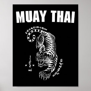Muay Thailand Sak Yant Art Tatoeage Tijger Kickbok Poster