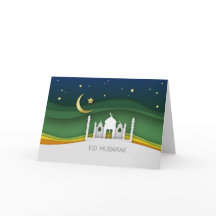 Mubarak-Wenskaart met modern gelaagd papier