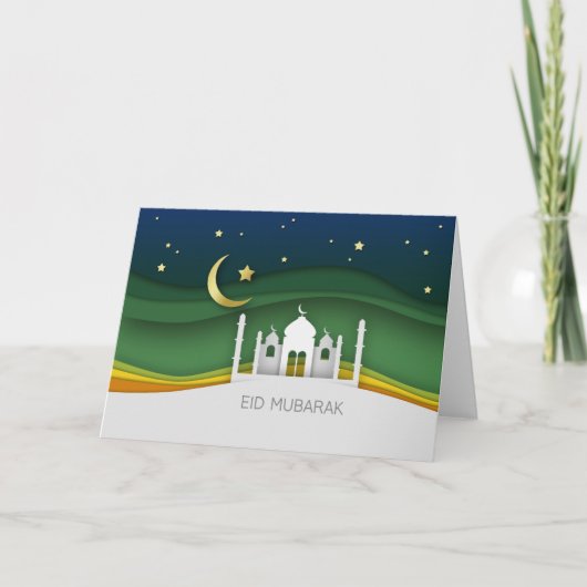 Mubarak-Wenskaart met modern gelaagd papier Feestdagen Kaart (Voorkant)