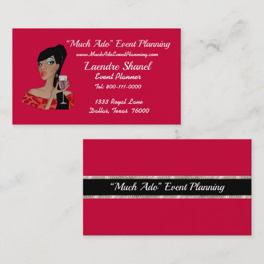 "Much Ado" Event Diva Visitekaartje (Voorkant / Achterkant)
