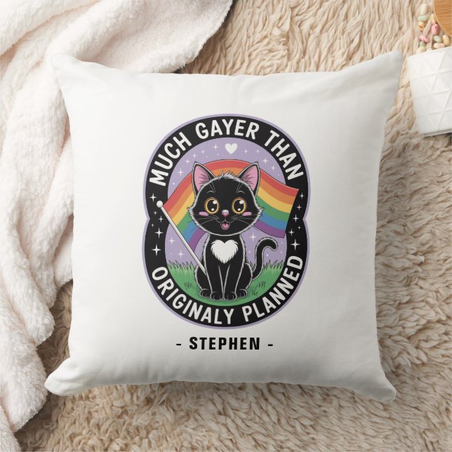 Much Gayer – Grappige Schattigee zwarte kat LGBTQ  Kussen (Deken)