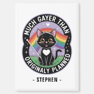 Much Gayer – Grappige Schattigee zwarte kat LGBTQ Magneet