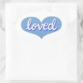 Much Loved - blauw liefdeshart - Ovale Sticker (Tas)