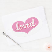 Much Loved - Roze liefde hart - Ovale Sticker (Envelop)