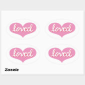 Much Loved - Roze liefde hart - Ovale Sticker (Vel)