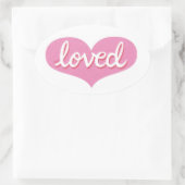 Much Loved - Roze liefde hart - Ovale Sticker (Tas)