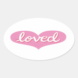 Much Loved - Roze liefde hart - Ovale Sticker