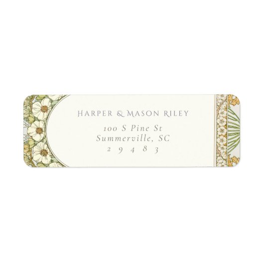 Mucha Aangepast retour adres label (Voorkant)