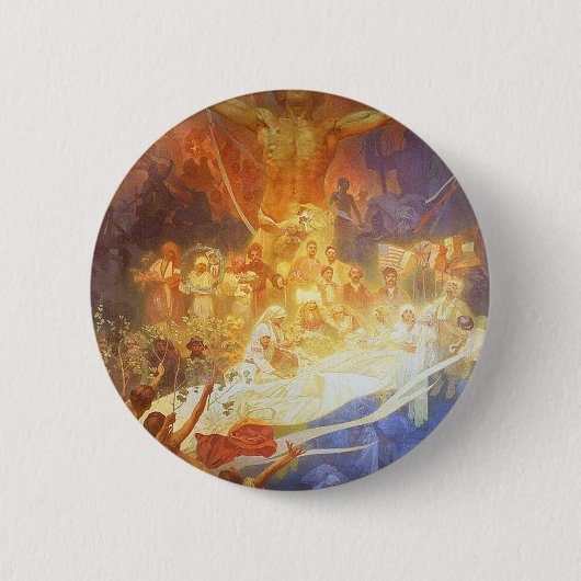 Mucha - Apotheose van de Slaven Ronde Button 5,7 Cm (Voorkant)