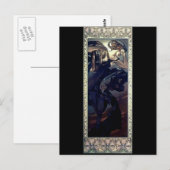 mucha art deco nachtster zwarte jurk briefkaart (Voorkant / Achterkant)