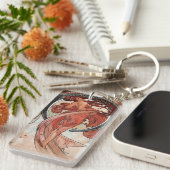 Mucha art deco nouveau dansende vrouw sleutelhanger (Voorkant Rechts)