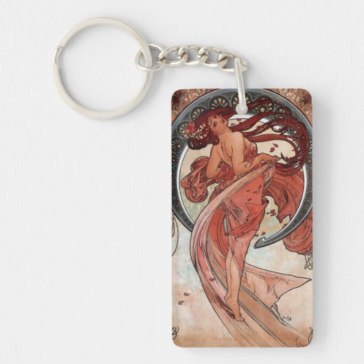 Mucha art deco nouveau dansende vrouw sleutelhanger (Voorkant)