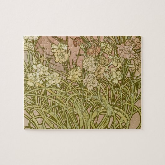 Mucha Art Nouveau-anjnbloemen Legpuzzel (Horizontaal)