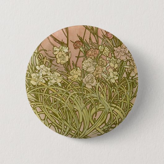 Mucha Art Nouveau-anjnbloemen Ronde Button 5,7 Cm (Voorkant)