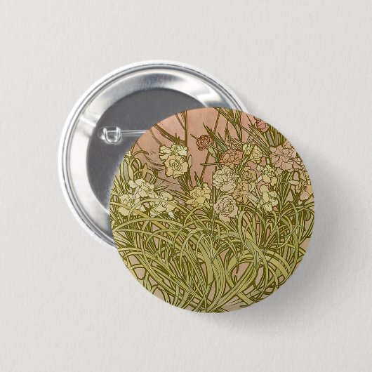 Mucha Art Nouveau-anjnbloemen Ronde Button 5,7 Cm (Voorkant /achterkant)