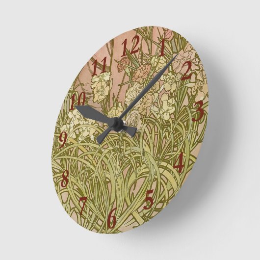 Mucha Art Nouveau-anjnbloemen Ronde Klok (Hoek)