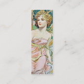 Mucha Art Nouveau Bladwijzer Skinny Visitekaartje (Achterkant)