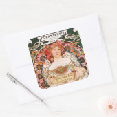 Mucha Art Nouveau Bookplate-Stickers Vierkante Sticker (Envelop)