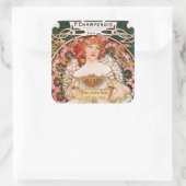 Mucha Art Nouveau Bookplate-Stickers Vierkante Sticker (Tas)