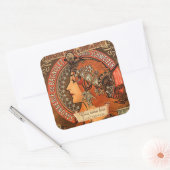 Mucha Art Nouveau Bookplate-Stickers Vierkante Sticker (Envelop)
