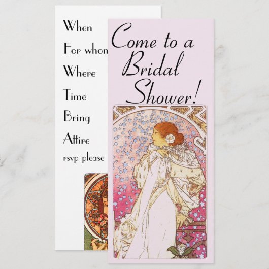 Mucha Art Nouveau Bridal Shower Invitation Kaart (Voorkant / Achterkant)
