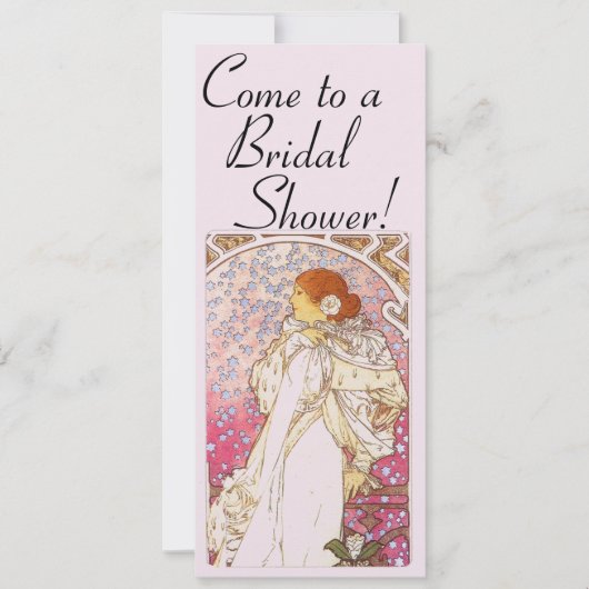 Mucha Art Nouveau Bridal Shower Invitation Kaart (Voorkant)