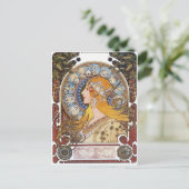 Mucha Art Nouveau Briefkaart - Zodiac - La Plume (Staand voorkant)