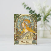 Mucha Art Nouveau Briefkaart - Zodiac - La Plume (Staand voorkant)
