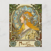 Mucha Art Nouveau Briefkaart - Zodiac - La Plume (Voorkant)