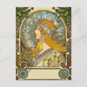 Mucha Art Nouveau Briefkaart - Zodiac - La Plume (Voorkant)