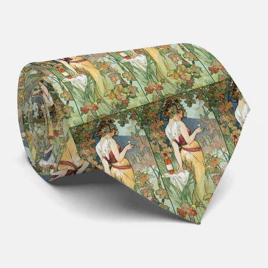 Mucha - Art Nouveau - Cognac Stropdas (Opgerold)