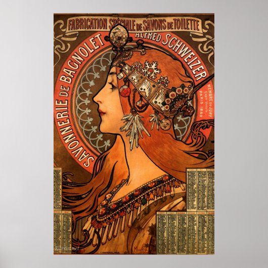 Mucha Art Nouveau Dames Soap Poster (Voorkant)